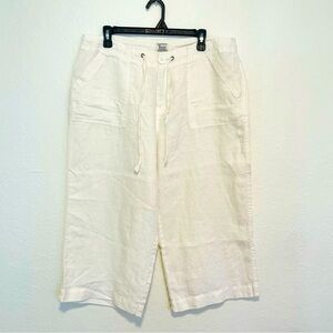 G.H. Bass Men's White Drawstring Shorts long linen size 14 resort beach vacay